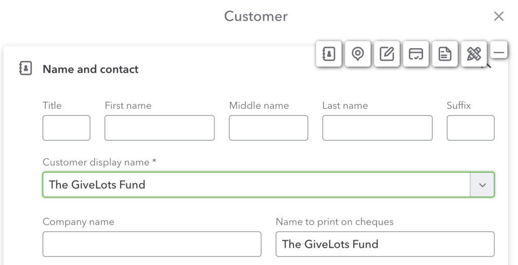 Setting up a customer in QBO as a grantor